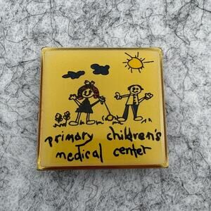 Primary Children's Medical Center Kids Drawn Colored Square Gold Tone Lapel Pin